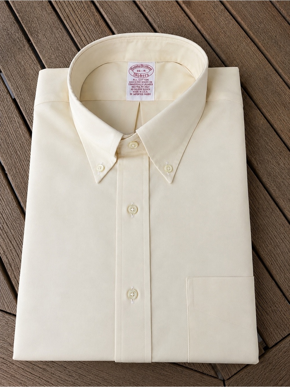 Vintage Brooks Brothers Makers Light Yellow Button Down Shirt 16-4 Made USA